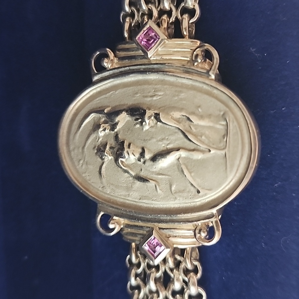 Seidengang 925 Gemstone Bas Relief Bracelet Vintage